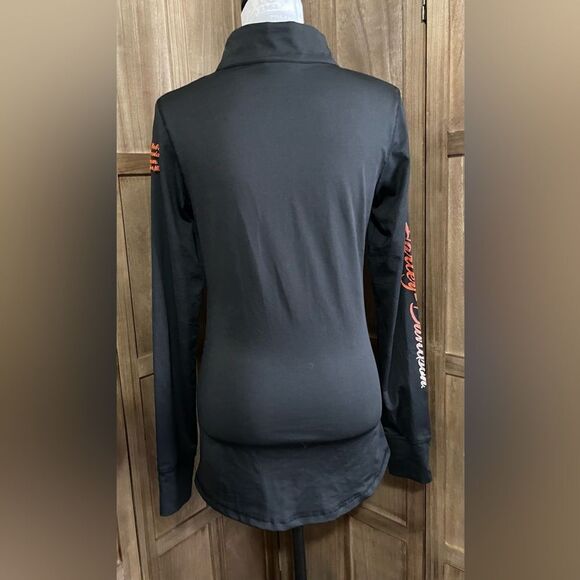 Harley Davidson Black Half Zip Blouse. - Picture 5 of 8